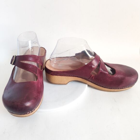 Dansko Mary Janes Clogs Slides Comfort Shoes Size 39 8.5 - 9 Leather Red Britney - Picture 7 of 12